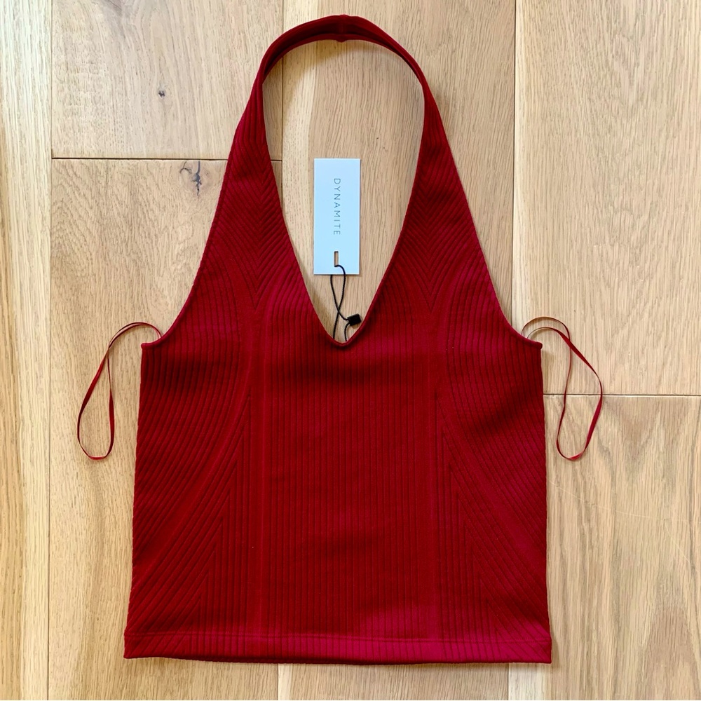 DYNAMITE Red Halter Top